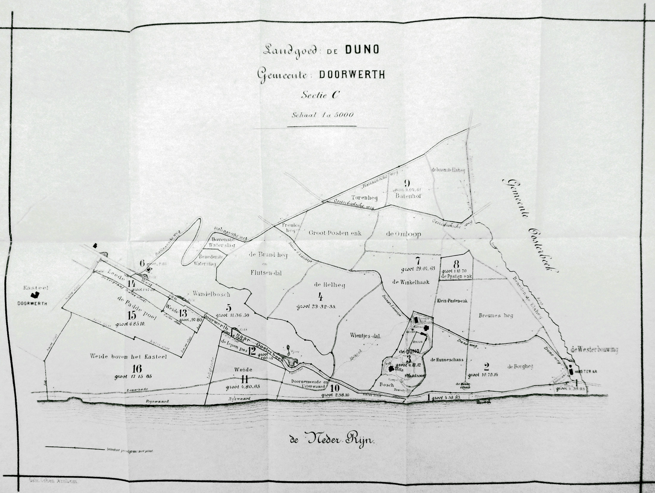 kaart van de Duno uit 1888 Doorwerth
