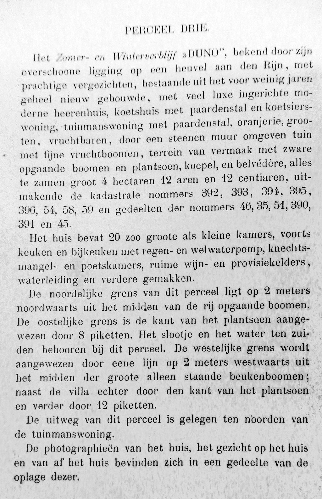 omschrijving huize de Duno Doorwerth in 1888