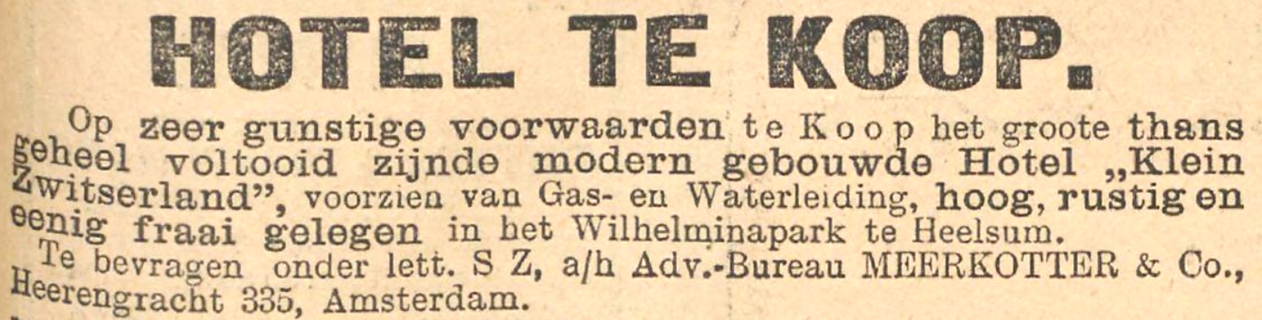 Nieuws van de Dag 27-08-1906 Klein Zwitserland