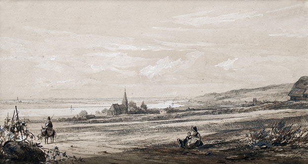 Oosterbeek-Jacobus-Pelgrom-1848-zicht-op-de-oude-kerk